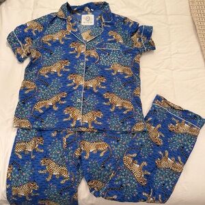 Printfresh Pajama Set in Blue with Leopard Design
